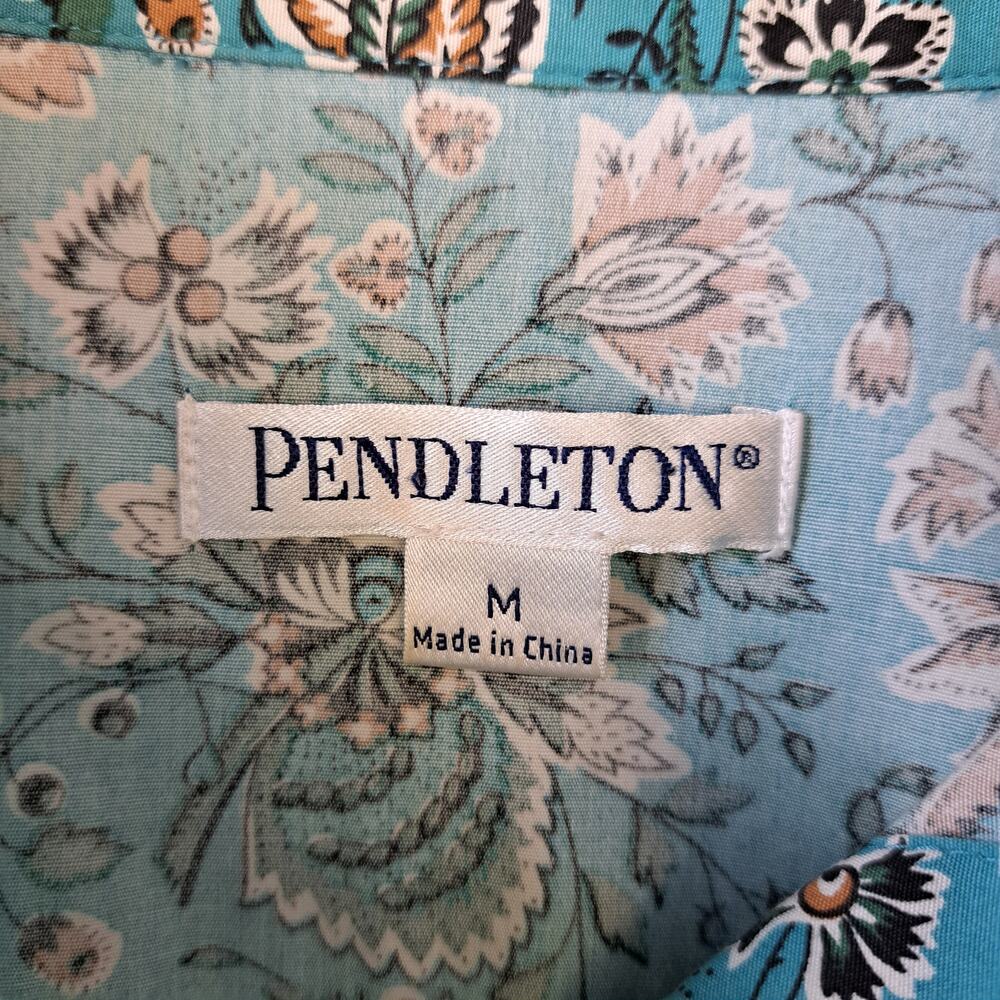 Pendleton Snap Front Western Top Medium Blue Brow… - image 5